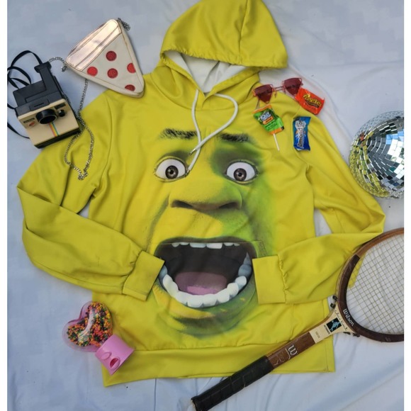 Shrek Double Sided Snot-Yellow Hoodie, Unisex Size L - Picture 1 of 9